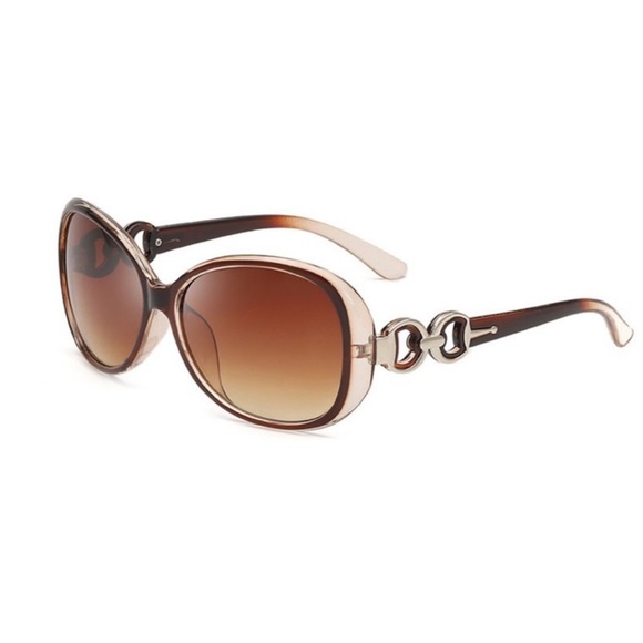 Brown Ombre Cat Eye Oversized Polarized Sunglasses with Case Nwt main image 4